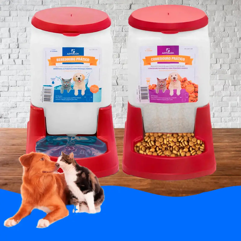 Kit  Comedouro E Bebedouro Automatico Cachorro Cães Prático 3Lts