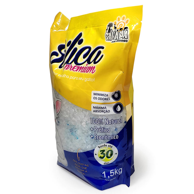 Kit com 3 Areias Sílica para Gato Premium Savana Pet 1,5kg