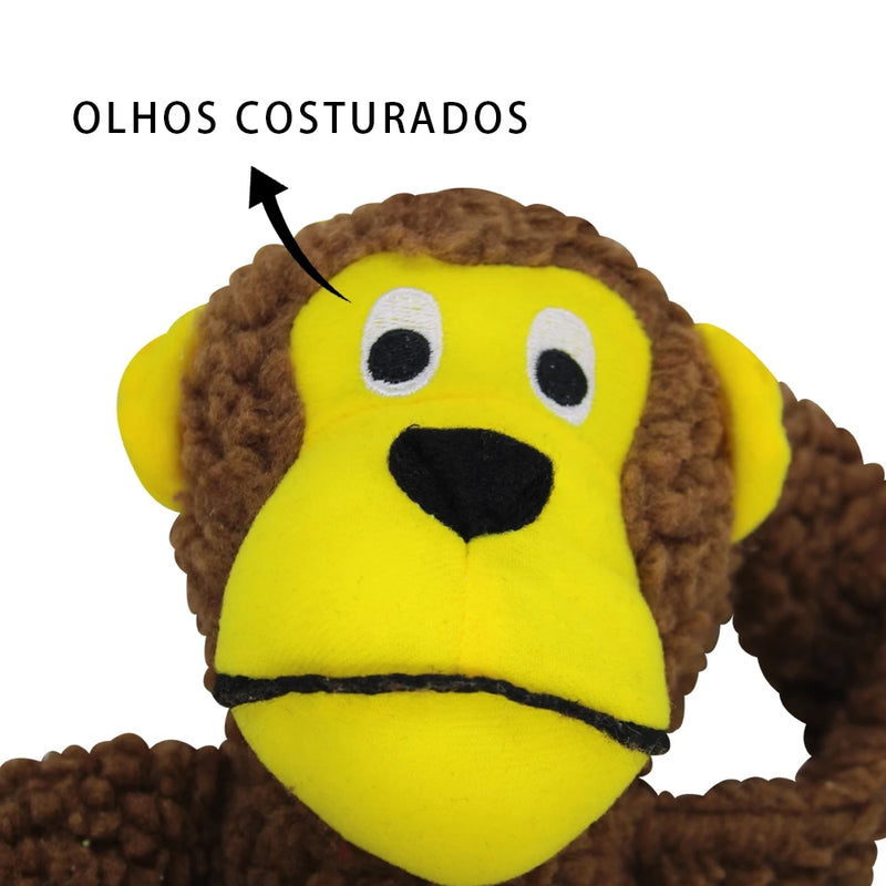 Brinquedo Cachorro Pelúcia Macaco 40 cm com Apito Savana Pet