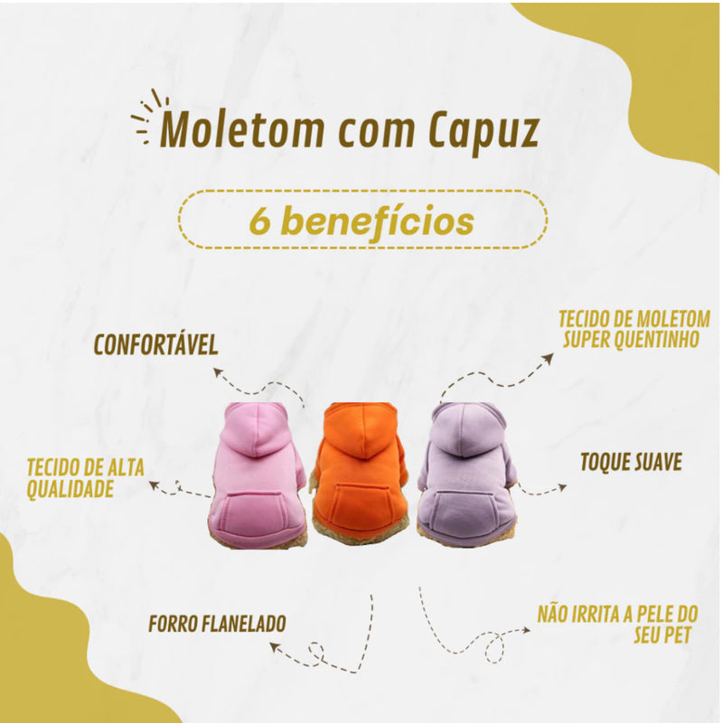 Moletom Com Capuz Pet Pequeno Roupa Roupinha para Cachorro Gato Agassalho